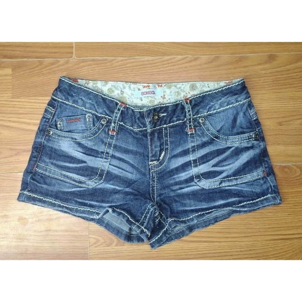 Y2K Bongo Low Rise Micro Shorts Size 7 Dark Wash Thick Stitch